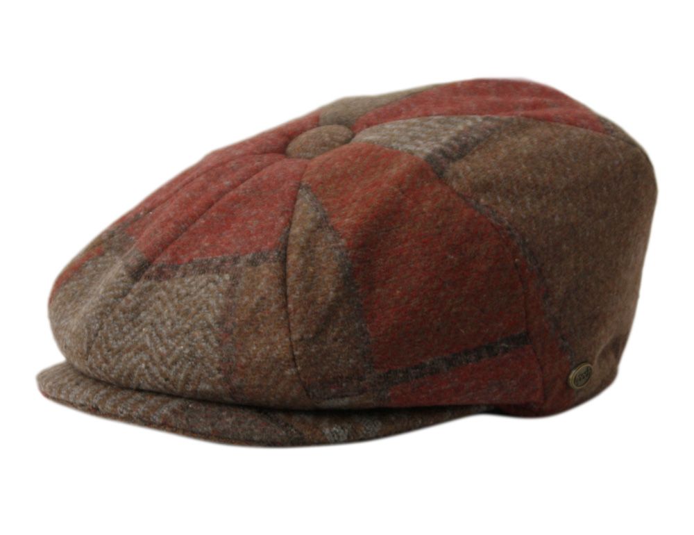 Men's Classic 8 Panel Wool Blend Newsboy Ivy Cap Snap Brim Tweed