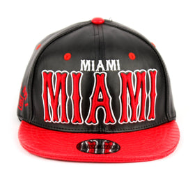 Miami Faux Leather Snapback City Cap