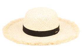 Women Sun Raffia Straw Raw Edge Floppy Hat UV UPF50