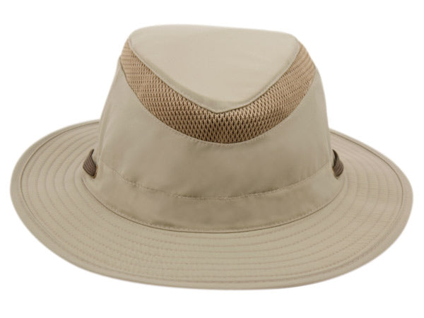 Man and Woman's Outdoor Safari Hat With Partial Mesh Crown & Chin Cord Strap