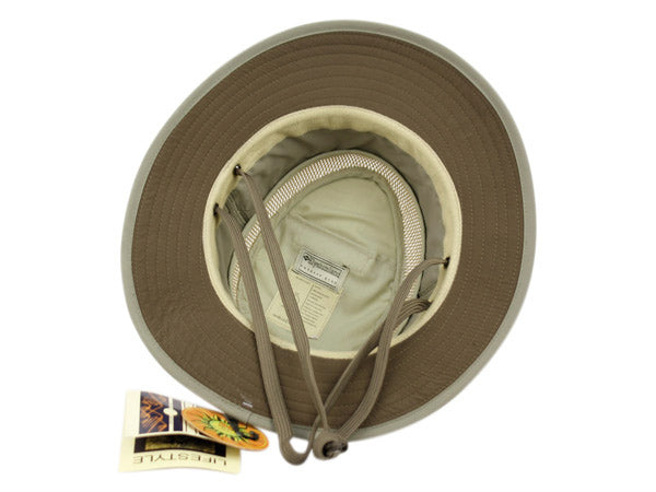 Outdoor Safari Hat With Partial Mesh Crown & Chin Cord Strap