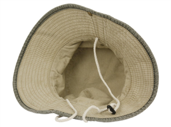 Man and Woman's Washed Cotton Bucket Sun Hat With Trim Band and Strap