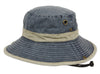 Man and Woman's Washed Cotton Bucket Sun Hat With Trim Band and Strap