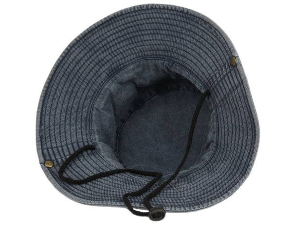 Man and Woman's Washed Cotton Bucket Sun Hat With Bohemian Styled Trim Band