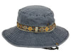 Man and Woman's Washed Cotton Bucket Sun Hat With Bohemian Styled Trim Band