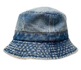 Washed Denim Cotton Bucket Sun Hat