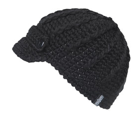 Women Elegant Rib Knitted Cabbie Skull Cap Winter Beanie Hat with Visor