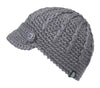 Women Elegant Rib Knitted Cabbie Skull Cap Winter Beanie Hat with Visor