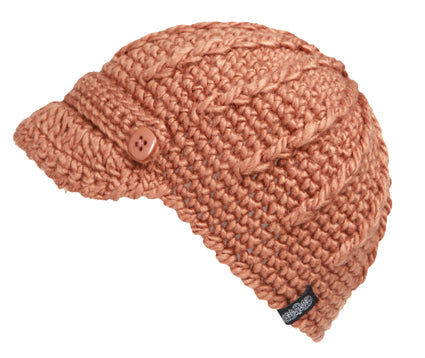 Women Elegant Rib Knitted Cabbie Skull Cap Winter Beanie Hat with Visor