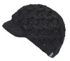 Women Elegant Cable Knitted Cabbie Skull Cap Winter Beanie Hat with Visor