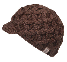 Women Elegant Cable Knitted Cabbie Skull Cap Winter Beanie Hat with Visor