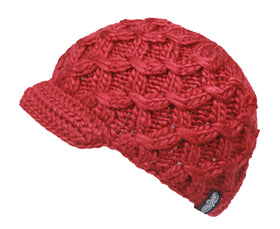 Women Elegant Cable Knitted Cabbie Skull Cap Winter Beanie Hat with Visor