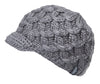 Women Elegant Cable Knitted Cabbie Skull Cap Winter Beanie Hat with Visor