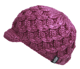 Women Elegant Cable Knitted Cabbie Skull Cap Winter Beanie Hat with Visor