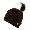 Rib Knit Beanie Hat with Multi Color Pom Pom Winter Skull Cap