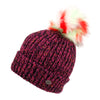 Rib Knit Beanie Hat with Multi Color Pom Pom Winter Skull Cap