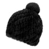 Soft Mink Beanie Hat with Rabbit Fur Pom Pom Women Winter Skull Cap