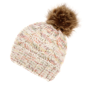 Cable Knit Beanie Hat with Pom Pom Winter Skull Cap