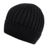 Rib Knit Winter Beanie Hat Roll up Cuffed Skull Cap with Sherpa Lining