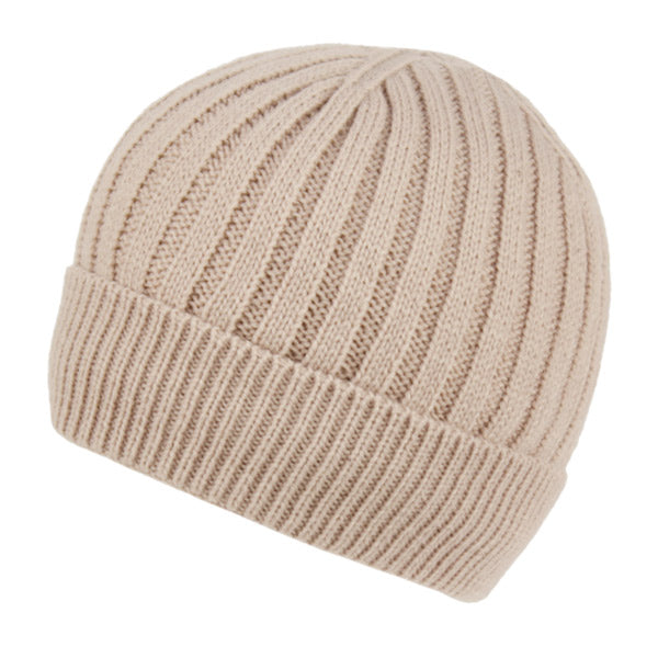 Rib Knit Winter Beanie Hat Roll up Cuffed Skull Cap with Sherpa Lining