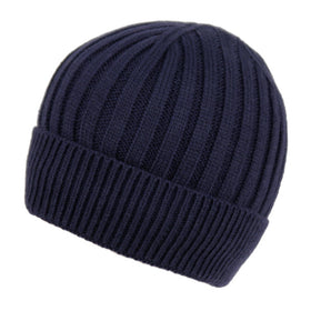 Rib Knit Winter Beanie Hat Roll up Cuffed Skull Cap with Sherpa Lining