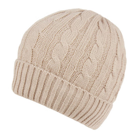 Cable Knit Winter Beanie Hat Roll up Cuffed Skull Cap with Fleece Lining