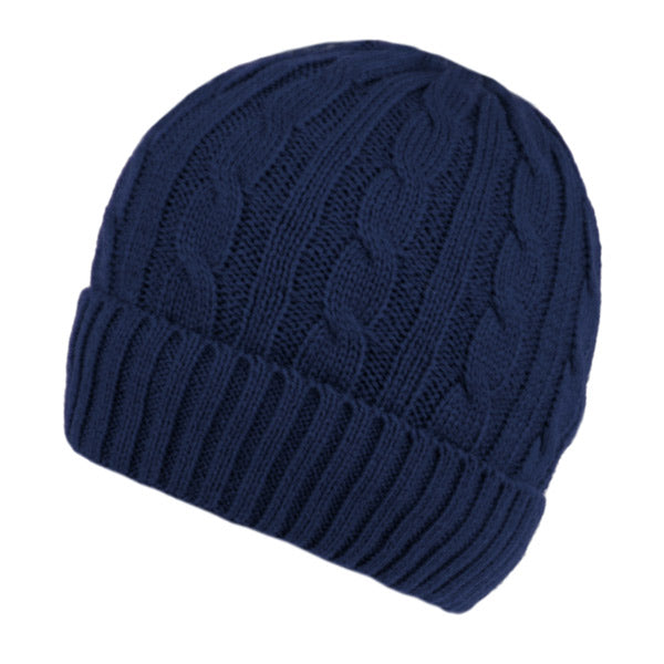 Cable Knit Winter Beanie Hat Roll up Cuffed Skull Cap with Fleece Lining