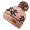 Women Snowflake Knit Beanie hat with Pom Pom Winter Skull Cap