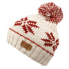 Women Snowflake Knit Beanie hat with Pom Pom Winter Skull Cap