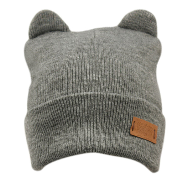 Women Winter Beanie Hat Cut Cat Ear Knitted Skull Cap