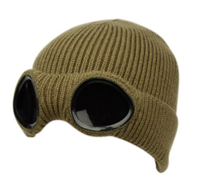 Goggle Knit Beanie Hat Winter Skull Cap for Men and Women