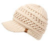 Woman Fashion Crochet Beanie with Visor Cabbie Winter Skull Cap