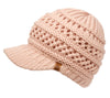 Woman Fashion Crochet Beanie with Visor Cabbie Winter Skull Cap