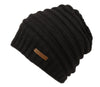 Rolled Stripe Design Winter Slouchy Beanie Hat Knit Skull Cap