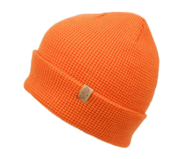 Waffle Knit Cuff Beanie Winter Hat Roll up Edge Skull Cap