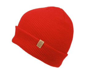 Waffle Knit Cuff Beanie Winter Hat Roll up Edge Skull Cap