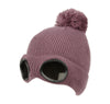 Ladies Goggle Knit Beanie Hat with Pom Pom Women Winter Skull Cap