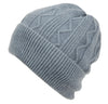 Rib Cable Knit Beanie Hat Winter Skull Ski Cap with Zigzag Stripe