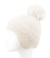 Women Pom Pom Beanie Hat with Earflaps Winter Skull Cap