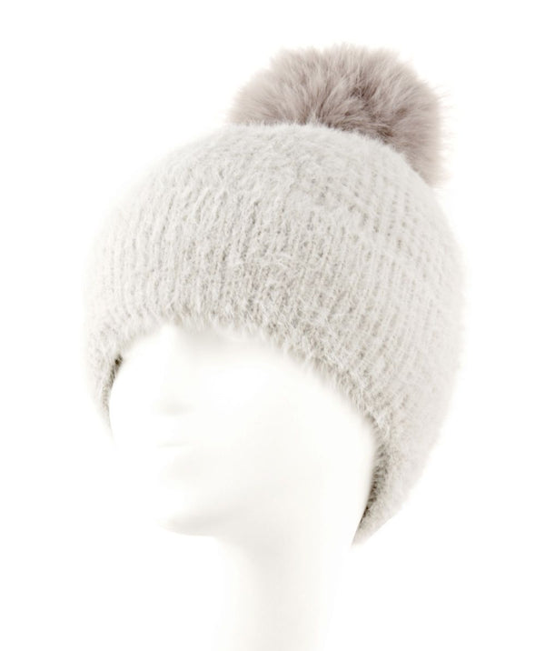 Women Pom Pom Cuffed Beanie Hat Winter Skull Cap