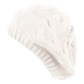 Soft Cable Knit Solid Color Crochet Beret