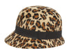 Ladies Felt Bucket Hat Women Vintage Leopard Cloche Hat