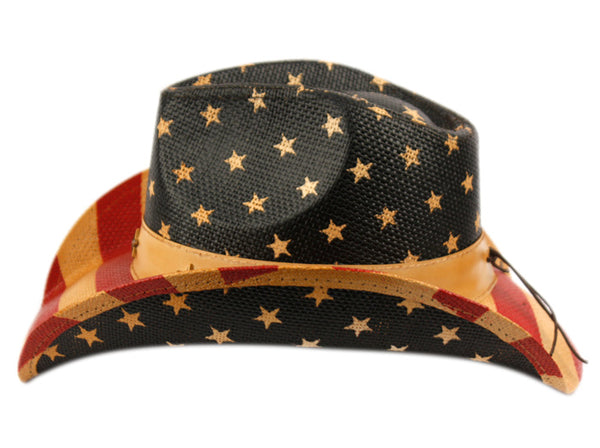 Men and Women's Vintage American Flag Cowboy Hat With Star Emblems