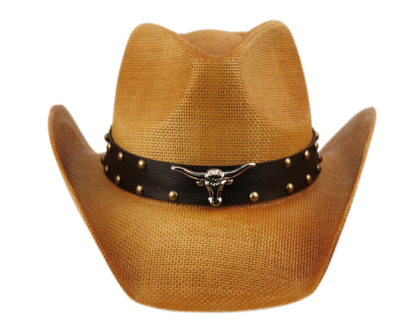 Men and Women's Bull Emblem Cowboy Hat With Trim Band and Studs