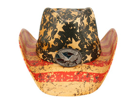 Men and Women's Vintage American Flag Cowboy Hat With Emblem