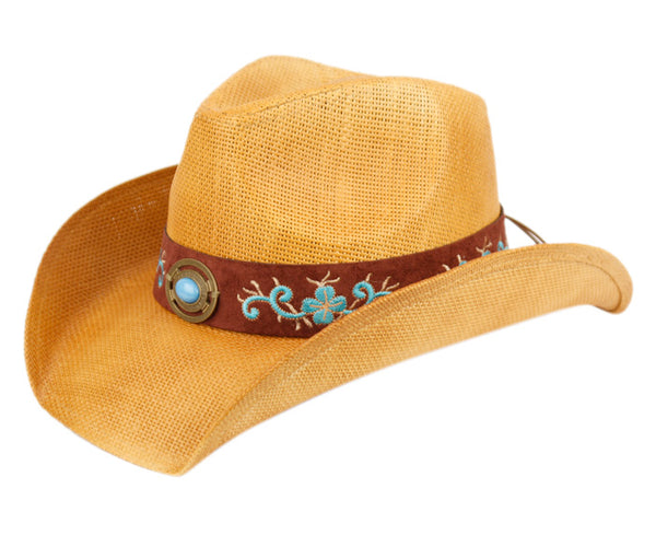 Man and  Women's Cowboy Hat With Turquoise Floral Pattern