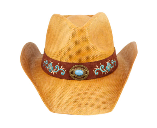 Man and  Women's Cowboy Hat With Turquoise Floral Pattern