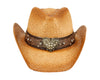 Men and Women's Straw Western Cowboy Hats with Trim Bands