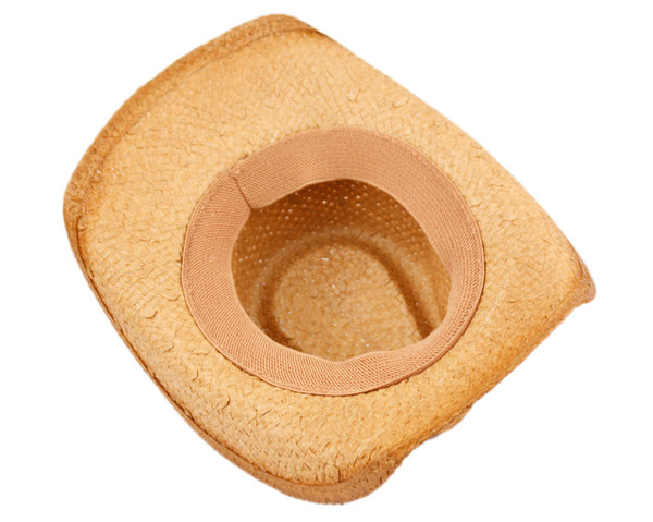 Men and Women's Straw Western Cowboy Hats with Trim Bands