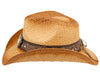 Men and Women's Straw Western Cowboy Hats with Trim Bands